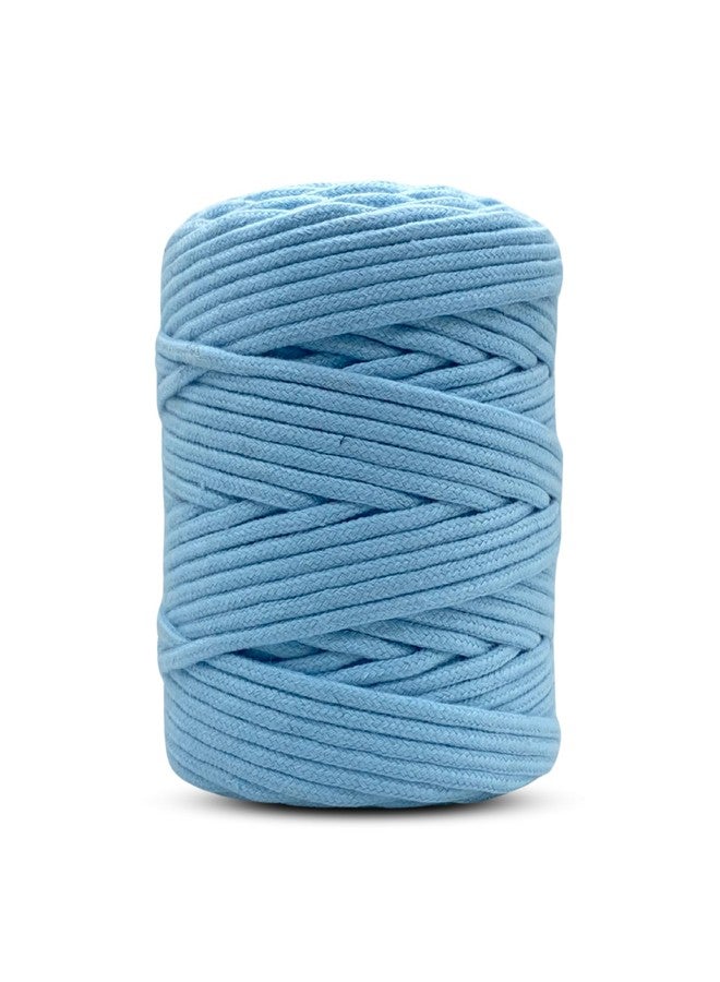 BOBBINY | Braided Macrame Cotton Cord Dori Thread for Macrame DIY and Other Projects (Baby Blue, 4 mm 50 Meters.)